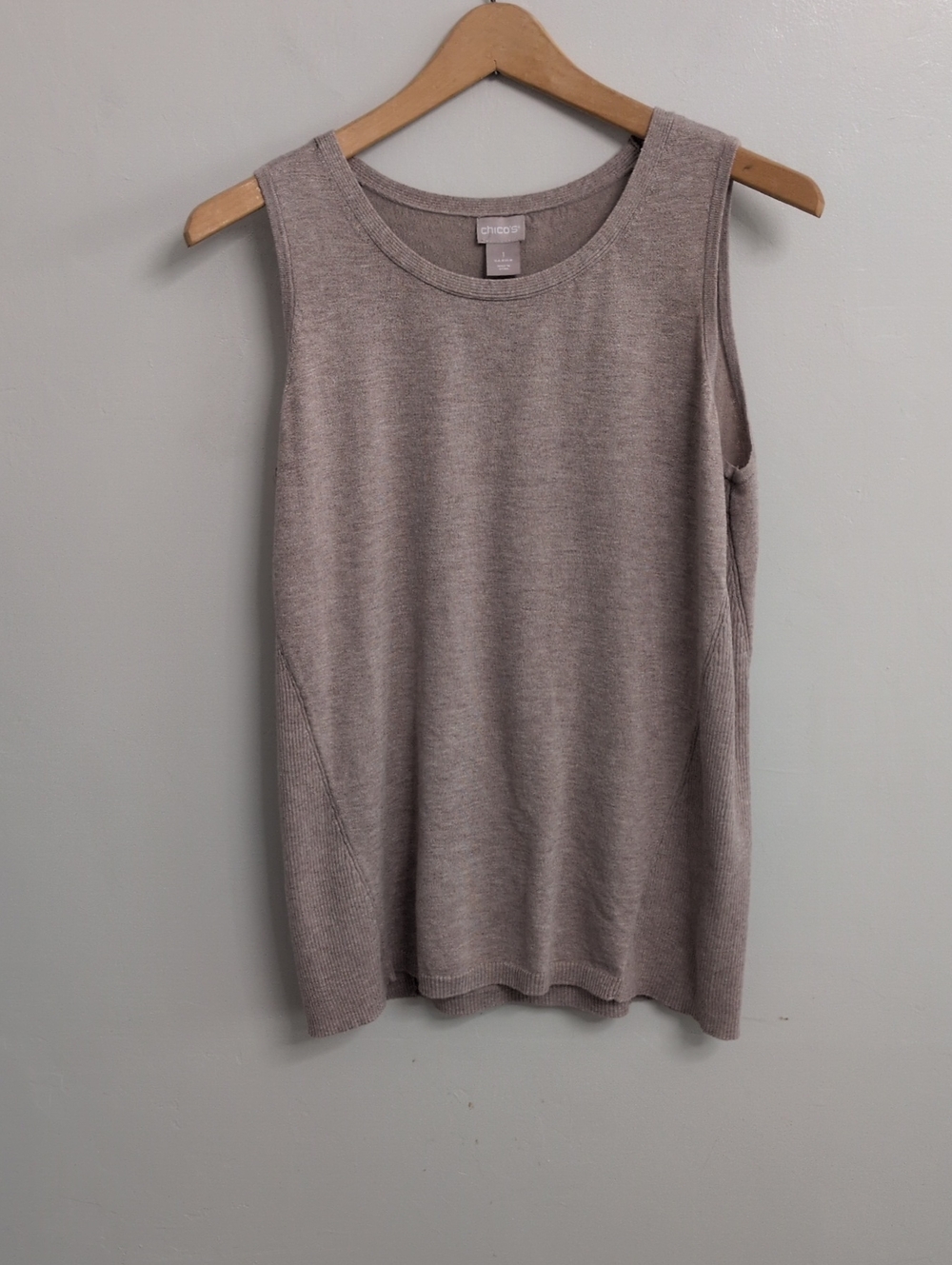 Chicos Sand Ribbed Knit Tank